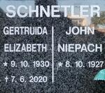 SCHNETLER John Niepach 1927- & Gertruida Elizabeth 1930-2020
