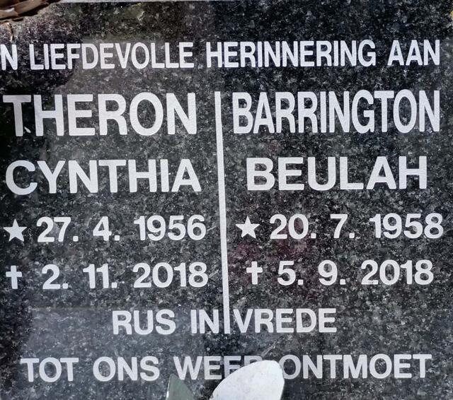 THERON Cynthia 1956-2018 :: BARRINGTON Beulah 1958-2018