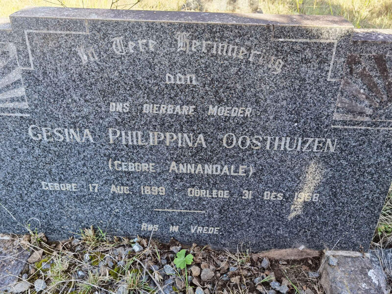 OOSTHUIZEN Gesina Philippina nee ANNANDALE 1899-1968
