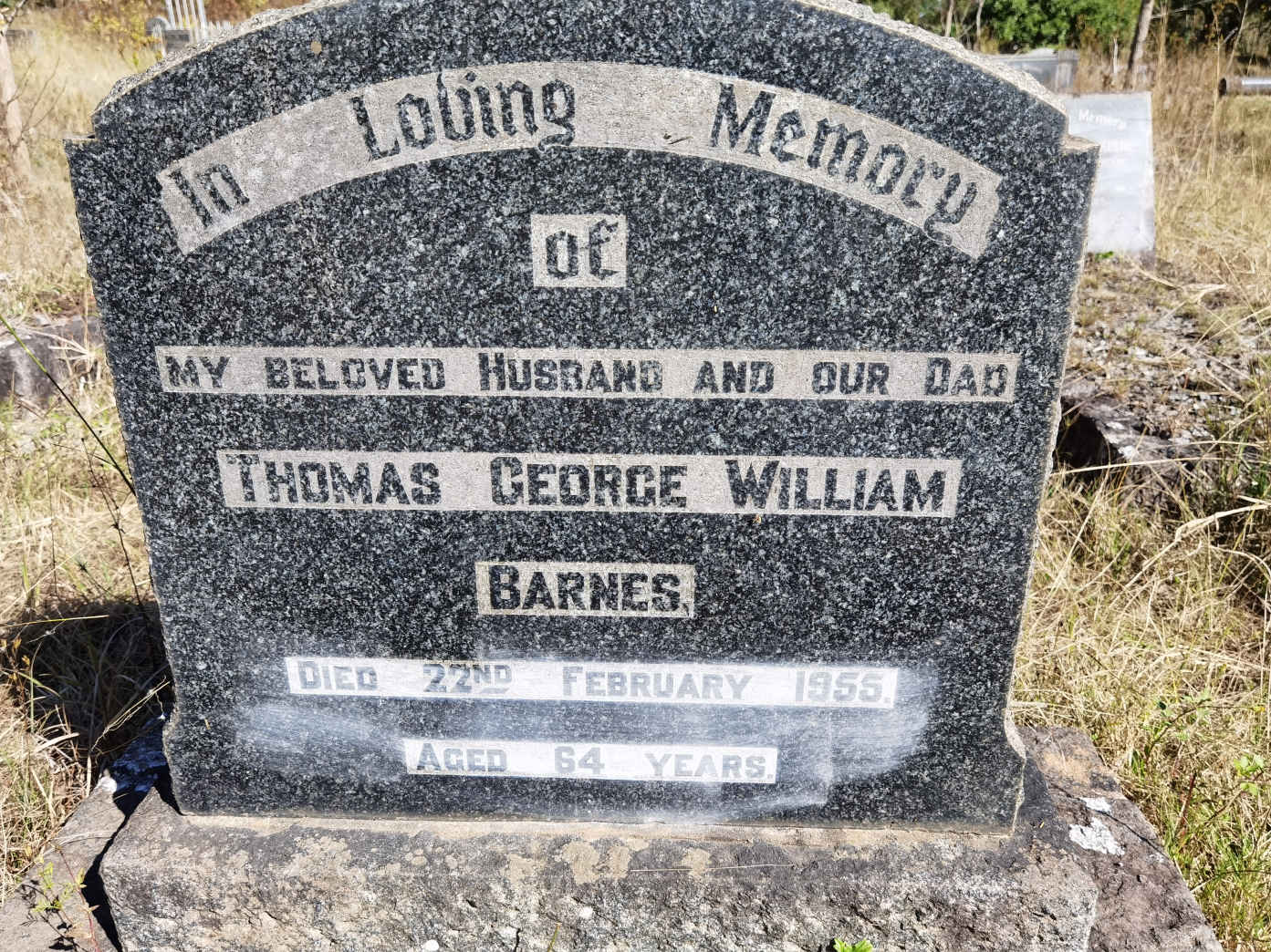 BARNES Thomas George William -1955