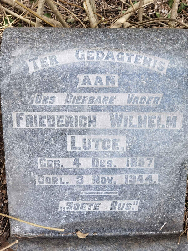 LUTGE Friederich Wilhelm 1857-1944