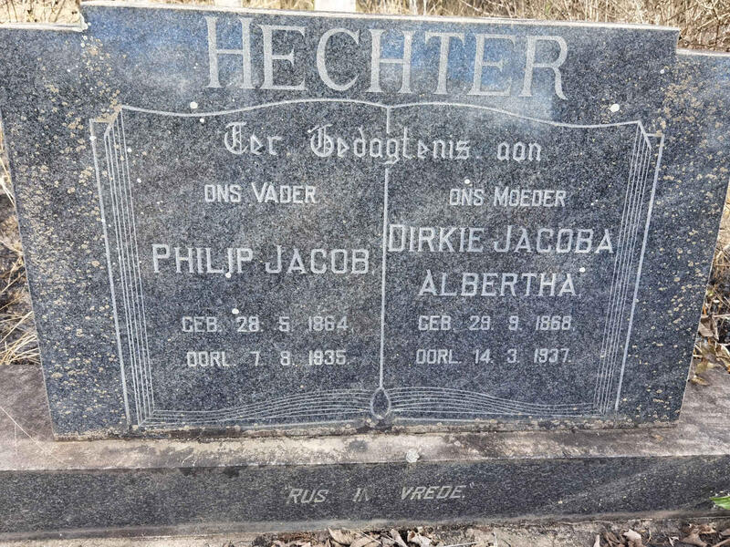 HECHTER Philip Jacob 1864-1935 & Dirkie Jacoba Albertha 1868-1937