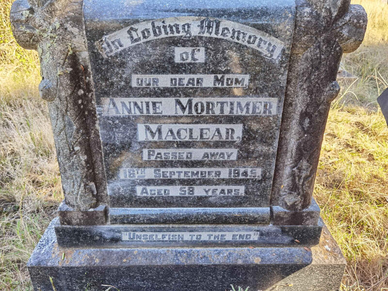 MACLEAR Annie Mortimer -1945