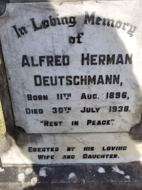 DEUTSCHMANN Alfred Herman 1896-1938