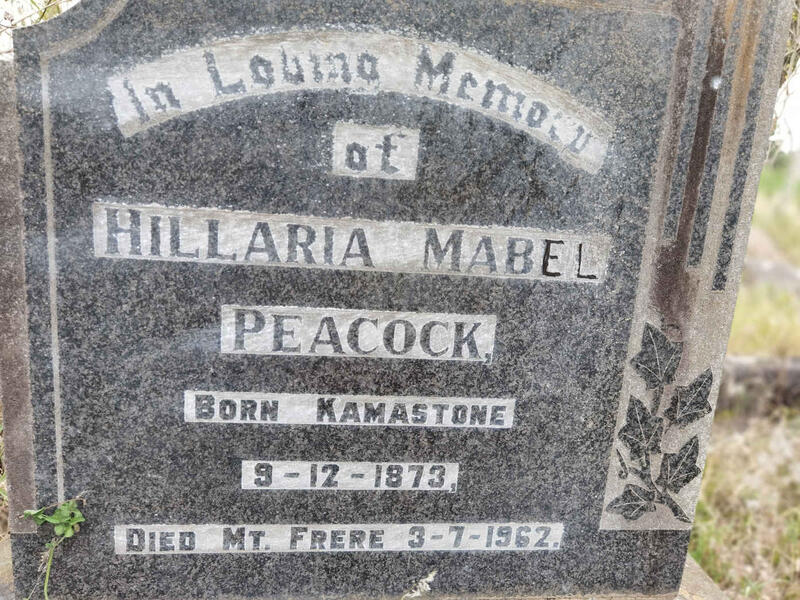 PEACOCK Hillaria Mabel 1873-1962