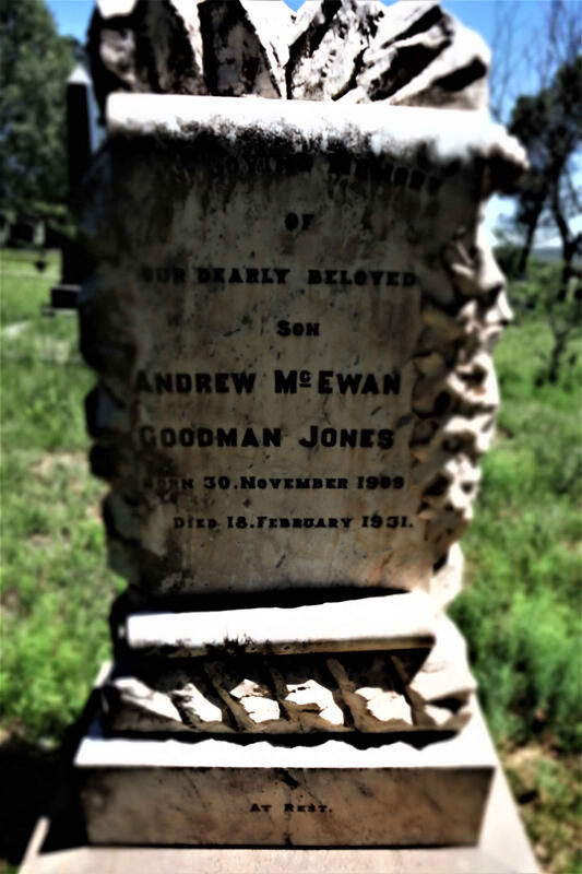 JONES Andrew Macewan Goodman 19??-1931