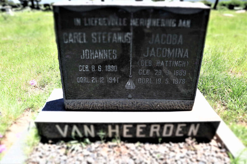 HEERDEN Carel Stefanus, van 1890-1941 & Jacoba Jacomina HATTINGH 1889-1978
