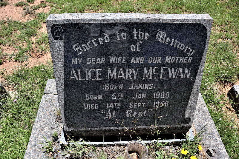 MCEWAN Alice Mary nee JAKINS 1883-1958