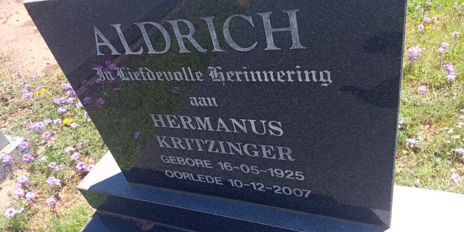 ALDRICH Hermanus Kritzinger 1925-2007