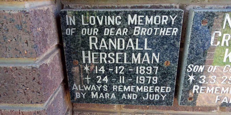HERSELMAN Randall 1897-1979