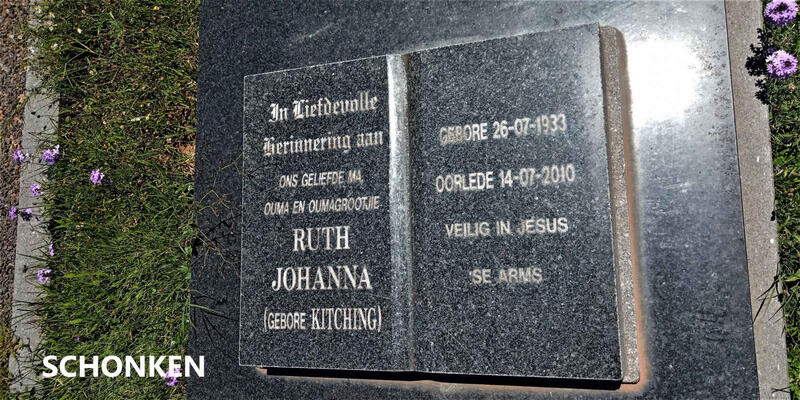 SCHONKEN Ruth Johanna nee KITCHING 1933-2010