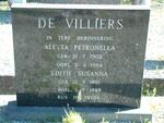 VILLIERS Aletta Petronella, de 1902-1984 :: DE VILLIERS Edith Susanna 1901-1989