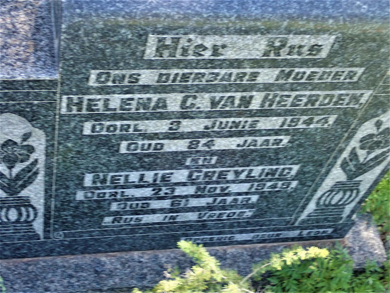 HEERDEN Helena C., van -1944 :: GREYLING Nellie -1949