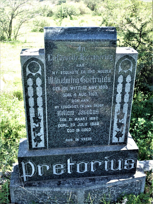PRETORIUS Willem Jacobus 1892-1950 & Wilhelmina Gertruida DE WITT 1885-1933