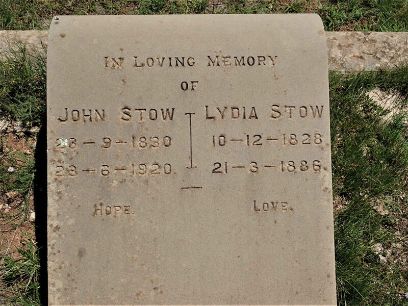 STOW John 1880-1920 & Lydia 1828-1886