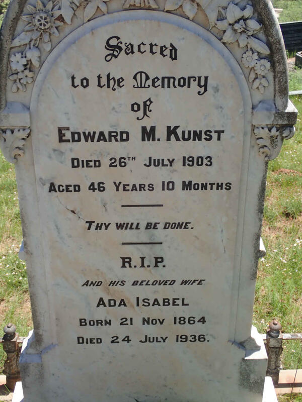 KUNST Edward M. -1903 & Ada Isabel 1864-1936