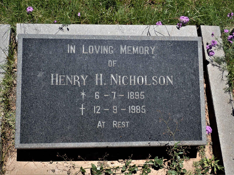 NICHOLSON Henry H. 1895-1985
