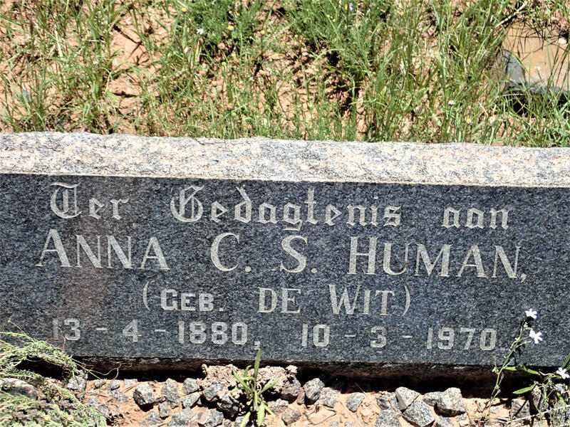 HUMAN Anna C.S. nee DE WIT 1880-1970