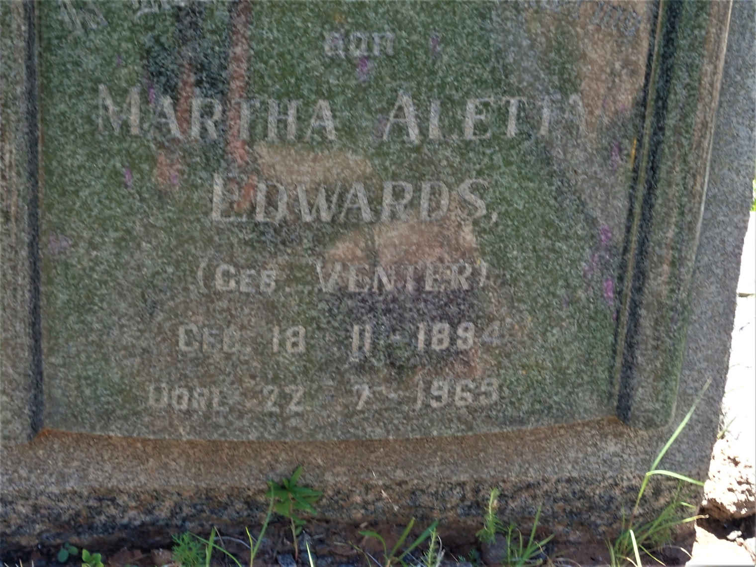 EDWARDS Martha Aletta nee VENTER 1894-1969