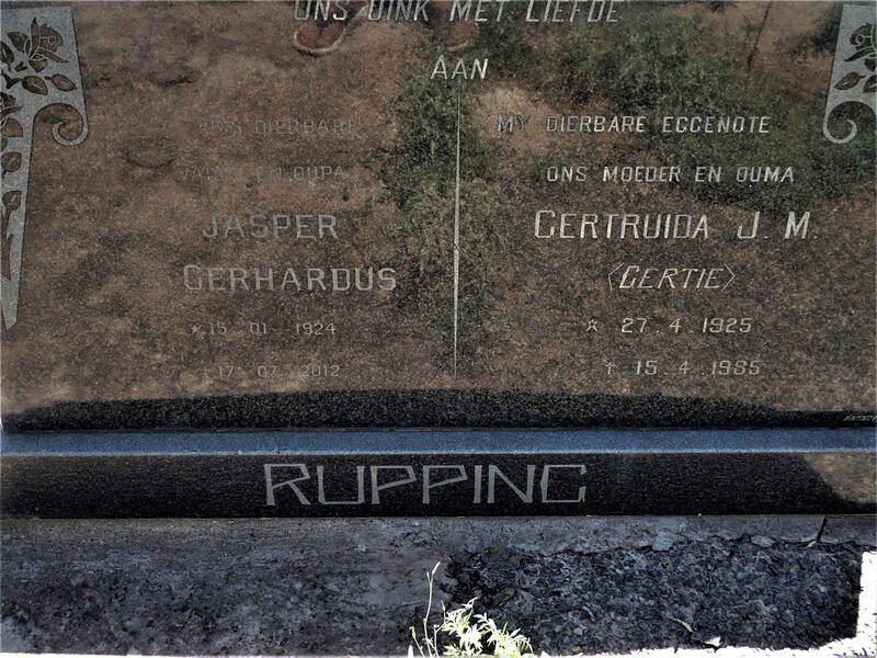 RUPPING Jasper Gerhardus 1924-2012 & Gertruida J.M. 1925-1985