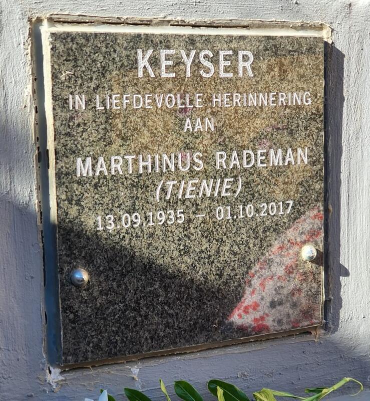 KEYSER Marthinus Rademan 1935-2017