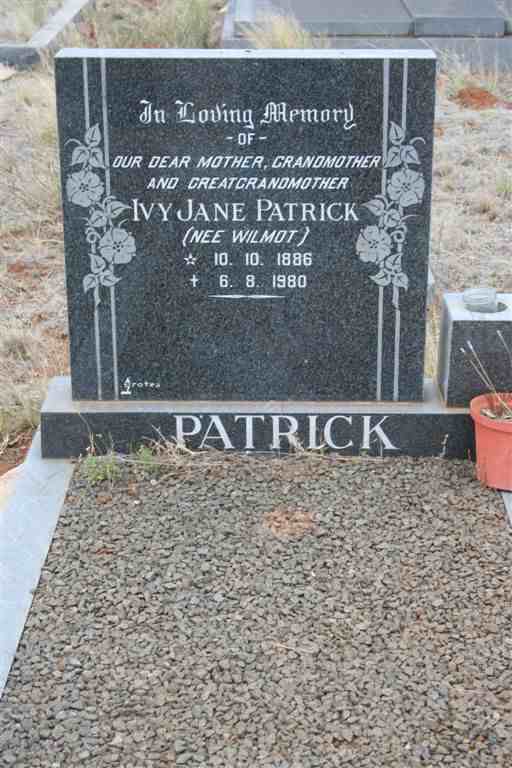 PATRICK Ivy Jane nee WILMOT 1886-1980