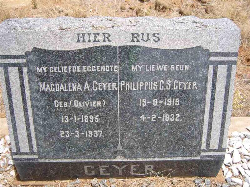 GEYER Philippus C.S. 1919-1932 & Magdalena A. OLIVIER 1895?-1937