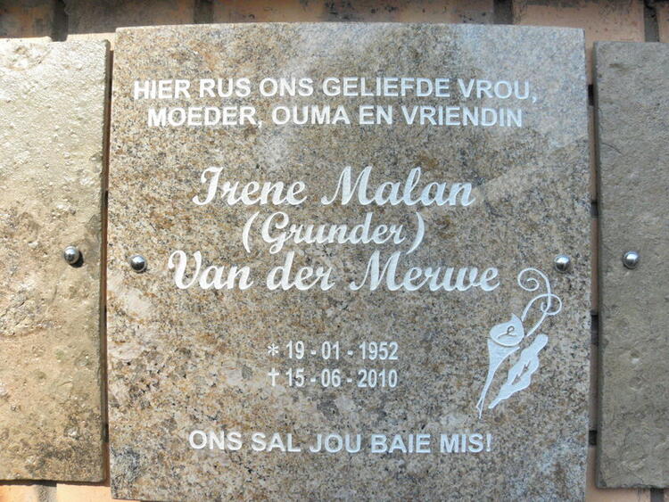MERWE Irene Malan, van der 1952-2010
