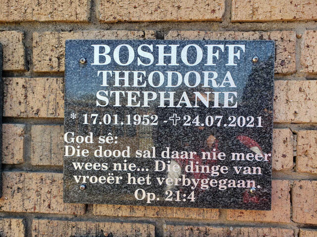 BOSHOFF Theodora Stephanie 1952-2021