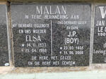 MALAN J.P. 1931-2008 & Elsa 1937-1998