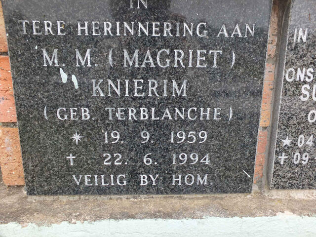 KNIERIM M.M. nee TERBLANCHE 1959-1994