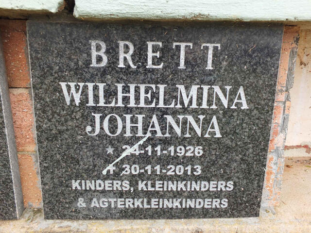 BRETT Wilhelmina Johanna 1926-2013