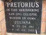 PRETORIUS Juliana 1911-1993