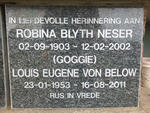 NESER Robina Blyth 1903-2002 :: BELOW Louis Eugene, von 1953-2011
