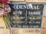 ODENDAAL Attie 1927-2017 & Sannie 1931-2014