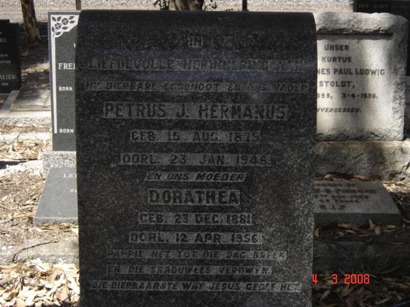 HERMANUS Petrus J. 1875-1946 & Dorathea 1881-1956
