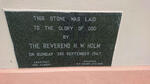 3. Stone Laid by The Reverend H.W. Holm on Sunday 3rd September 1967