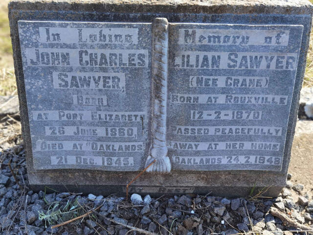SAWYER John Charles 1860-1945 & Lilian CRANE 1870-1948