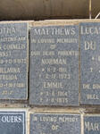 MATTHEWS Norman 1911-1973 & Emmie 1914-1975