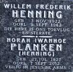 HENNING Willem Frederik 1922-1982 & Norah Iwanhoe PLANKEN 1927-2012