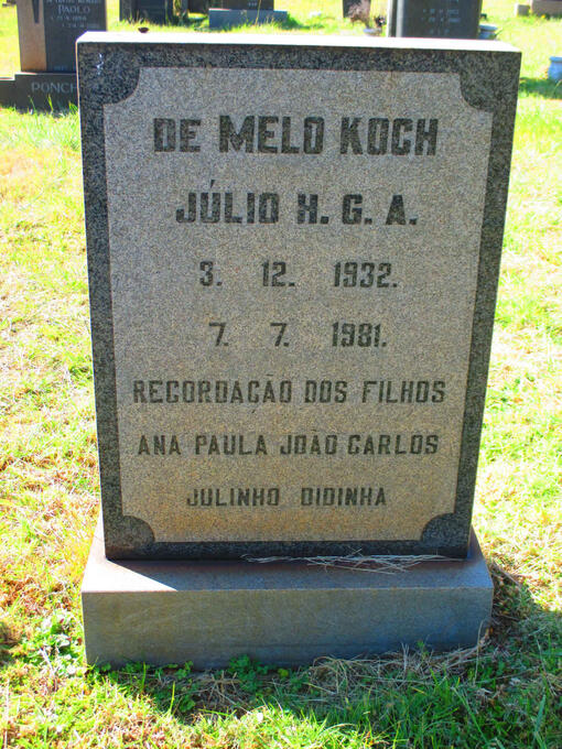 KOCH Julio H.G.A., DE MELO 1932-1981