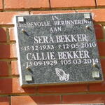 BEKKER Callie 1929-2014 & Sera 1933-2010