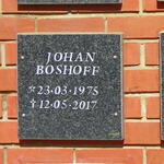 BOSHOFF Johan 1975-2017