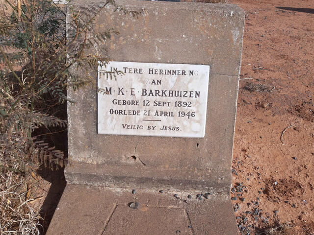 BARKHUIZEN M.K.E. 1892-1946
