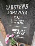 CARSTENS Johanna C.C. 1908-2001 :: ROSTOLL Aletta M. 1939-