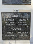 JAGER Cobus, de 1928-2002 & Babs 1929-2016 :: FOURIE Jacques 1976- & Thea 1952-