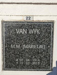 WYK M.M., van 1914-2013