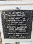 WESSELS Hendrik Jacobus Riko 1937-2020 & Margaretha Madelief VAN ZYL 1937-2020 :: WESSELS Theunis Bernardus 1961-2018