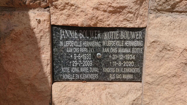 BOUWER Jannie 1930-2009 & Kotie 1934-2020
