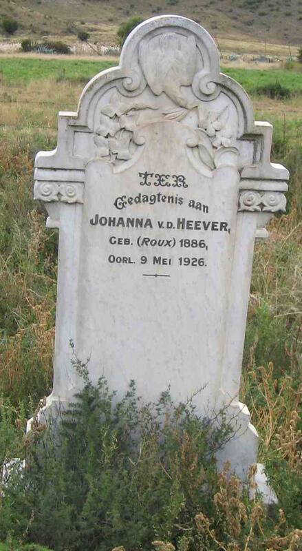 HEEVER Johanna, v.d. nee ROUX 1886-1926